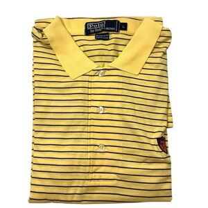 Polo by Ralph Lauren Striped Yellow 100% Fine Cotton Golf Polo Shirt Size L